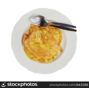 Minced pork omelet rice in plate on white background