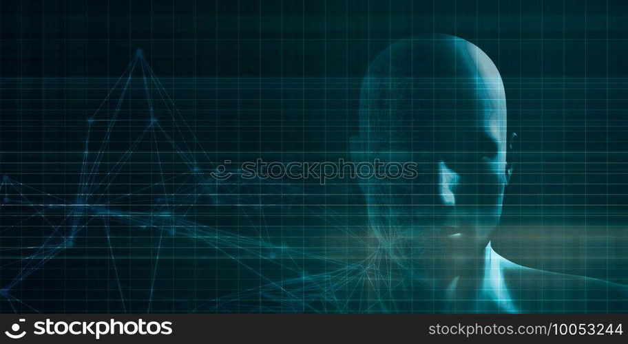 Mind Brain Code as Data Visualization Concept Art. Mind Brain Code