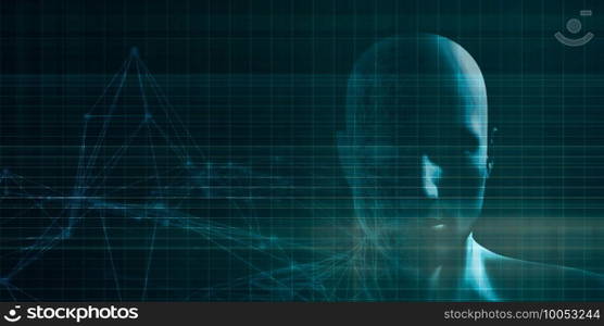 Mind Brain Code as Data Visualization Concept Art. Mind Brain Code