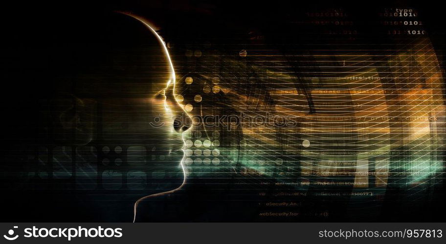 Mind Brain Code as Data Visualization Concept Art. Mind Brain Code