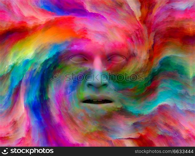 Mind Fog series. 3D illustrtion of human head morphed with fractal paint and suitable for use in the projects on inner world, dreams, emotions, creativity, imagination and human mind