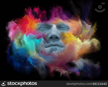 Mind Fog series. Abstract background made of human face morphed with fractal paint for use with projects on inner world, dreams, emotions, creativity, imagination and human mind