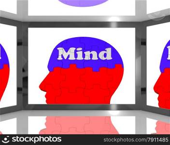 . Mind On Brain On Screen Showing Human Capacities And Thoughts