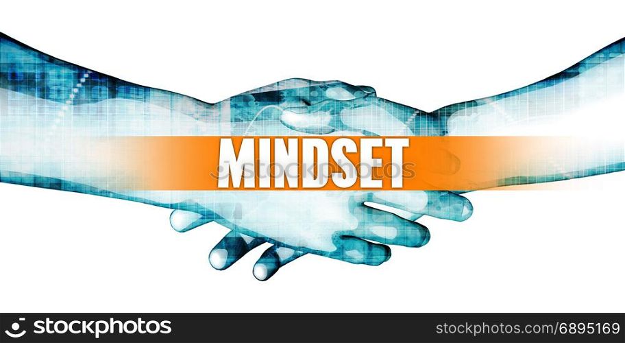 Mindset Concept with Businessmen Handshake on White Background. Mindset