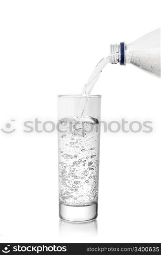 mineral water in glass isolated on a white
