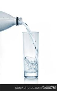 mineral water in glass isolated on a white