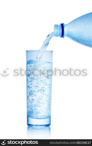 mineral water in glass isolated on white