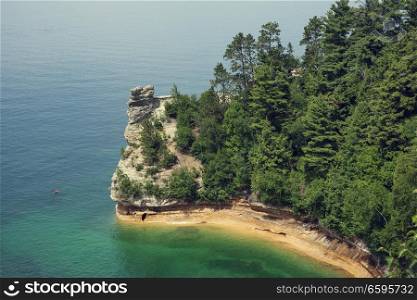 Miners Castle rock formation . Located in Pictured Rock National Shoreline, Michigan, USA.