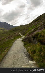 Miners track to summit of Snowdon. Snowdonia, Wales, United Kingdom.