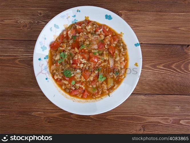 Minestra di riso - Italian lentil soup with rice