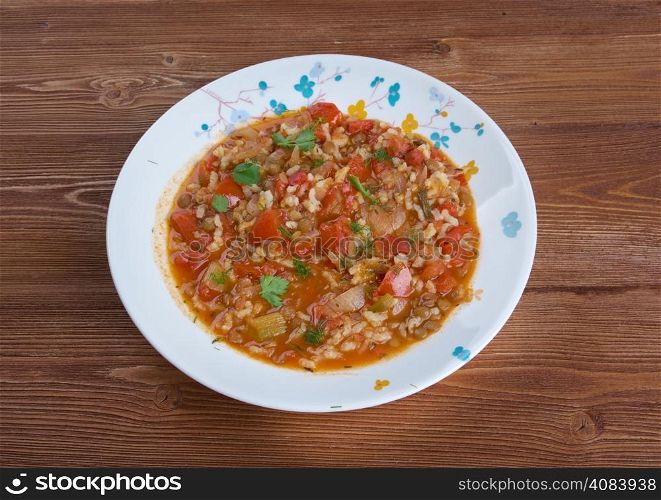 Minestra di riso - Italian lentil soup with rice