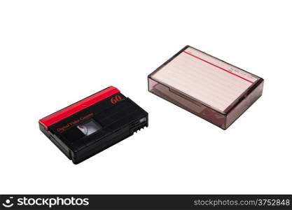 Mini DV video cassette tape isolate on white background.