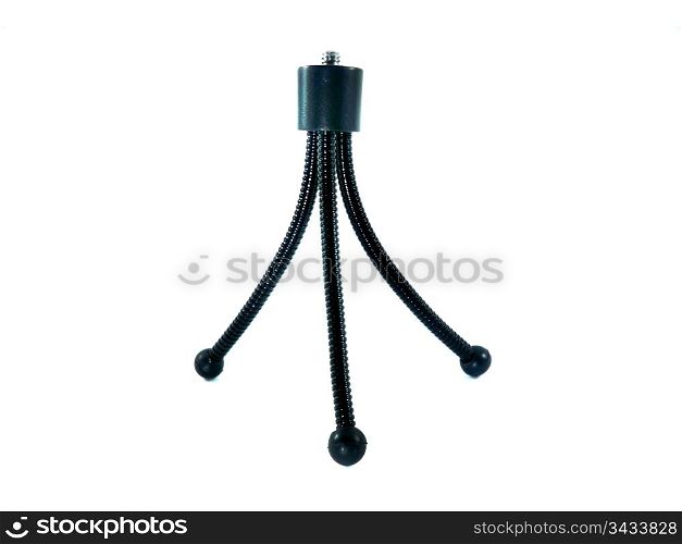 mini flexible black tripod with curved legs isolated on white