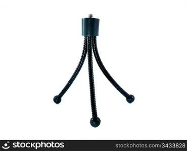 mini flexible black tripod with curved legs isolated on white
