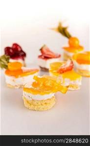 Mini fruit tarts choice creamy desserts petite cakes delicious treat