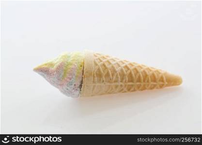 Mini ice cream cone candy isolated in white background