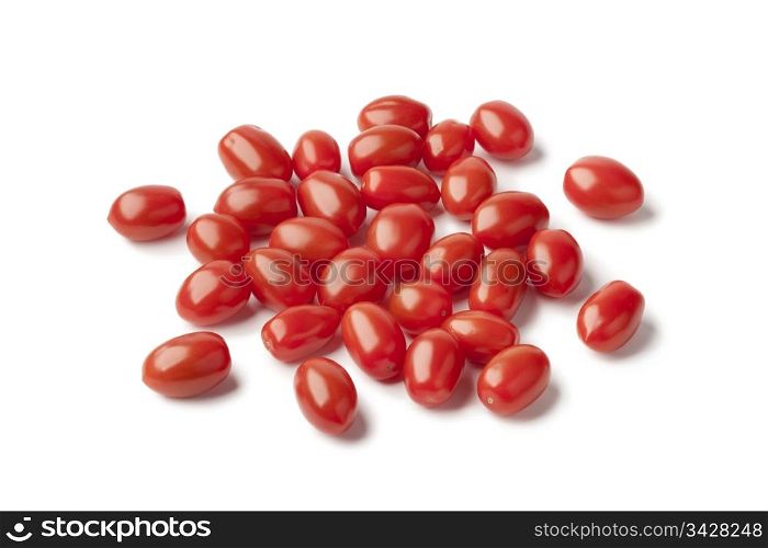 Mini snack tomatoes on white background