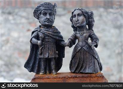 Mini-statue of Countess Ilona Zrini and Count Imre Tekeli in castle Palanok, Mukachevo, Ukraine