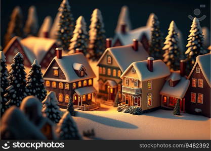 
Miniature cosy christmas town created by AI 