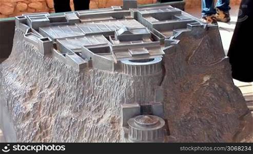 miniature model of the fortress Masada ( ancient fortress at the south-western coast of the Dead Sea in Israel)