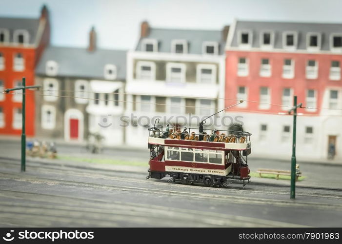 miniature model open top tramway streetcar