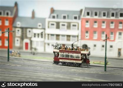 miniature model open top tramway streetcar
