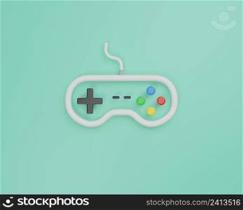 Minimal cartoon style game controller joystick or gamepad icon 3D rendering illustration