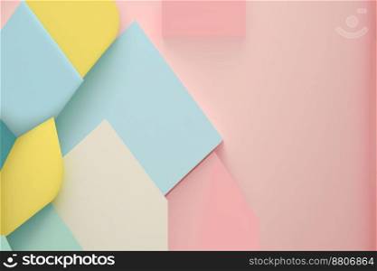 Minimal geometric shapes and lines in light blue, pastel pink, yellow