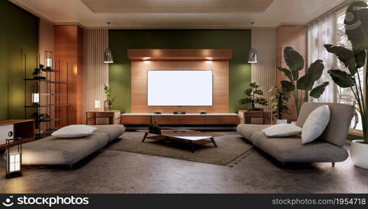 Minimal green Living room.3D rendering