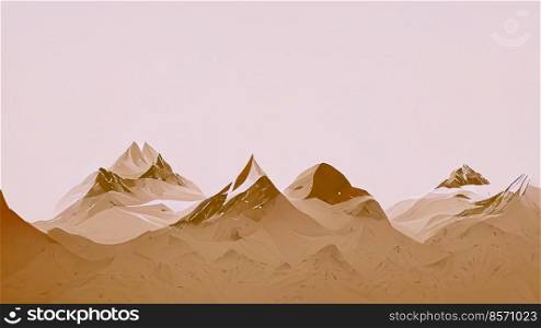 Minimal landscape digital art design, range of mountain background, contemporary illustration style