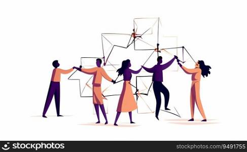 Minimal Lined Corporate Concepts Team Building isolated on white