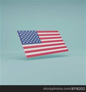 Minimal national flag of the United States of America with 50 stars and 13 horizontal alternating stripes 3D rendering illustration