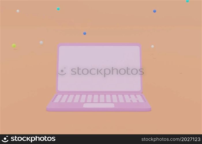 Minimal Pink Laptop Computer blank screen mockup 3D rendering. Minimal Pink Laptop Computer blank screen mockup 3D rendering