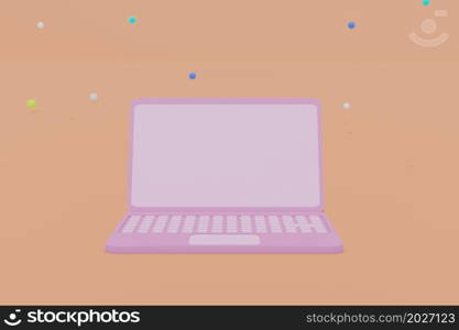 Minimal Pink Laptop Computer blank screen mockup 3D rendering. Minimal Pink Laptop Computer blank screen mockup 3D rendering