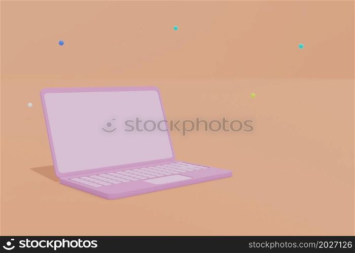 Minimal Pink Laptop Computer blank screen mockup 3D rendering. Minimal Pink Laptop Computer blank screen mockup 3D rendering