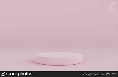 Minimal pink pastel podium with background wall. Abstract and object for advertising concept. 3D illustration rendering