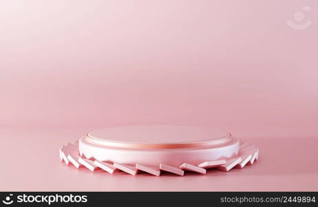 Minimal pink podium stage background. Abstract object scene for advertisement concept. 3D illustration rendering