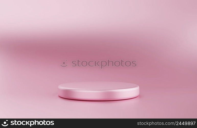 Minimal pink podium stage background. Abstract object scene for advertisement concept. 3D illustration rendering
