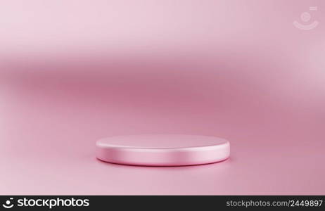 Minimal pink podium stage background. Abstract object scene for advertisement concept. 3D illustration rendering