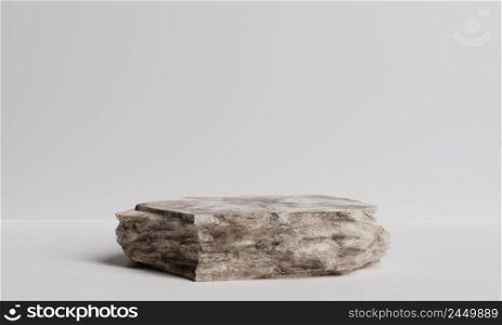 Minimal rock podium and stage for product or cosmetics advertising. Object and abstract concept. 3D illustration rendering