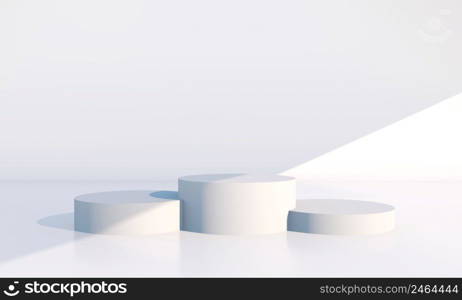 Minimal scene with geometrical forms, podiums in cream background with shadows. Scene to show cosmetic product, 3d. Minimal scene with geometrical forms, podiums in cream background with shadows. Scene to show cosmetic product, Showcase, shopfront, display case. 3d