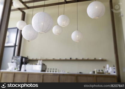 Minimal style decoration of coffee shop, stock photo