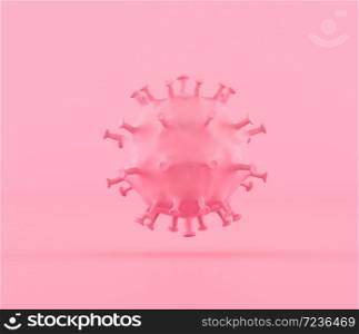 Minimal style of corona virus cells,Covid-19 on pink background. 3D rendering.