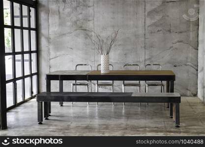 Minimal styled furniture set in the coffee shop, stock photo