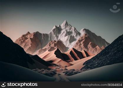 minimal surreal mountain landscape. Background for branding. Illustration Generative AI 