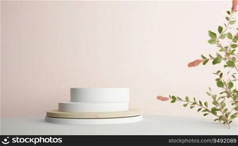 Minimal white podium display for cosmetic product