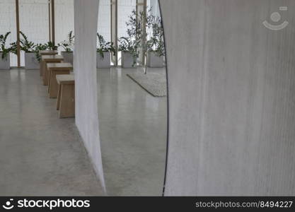 Minimal white style decoration of tea shop, stock photo