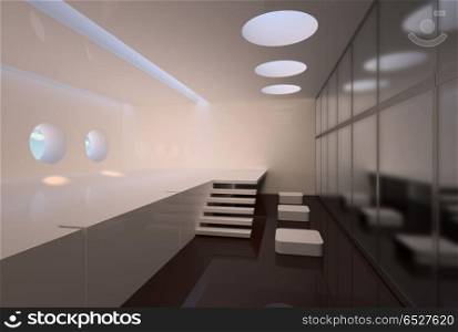 Minimalism interior 3d rendering. Minimalism interior. My concept project 3d render