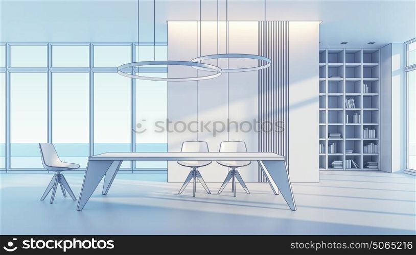 minimalism style interior of dining room