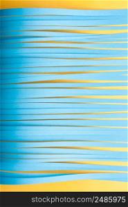 Minimalist cut paper stips background in blue and yellow colors.